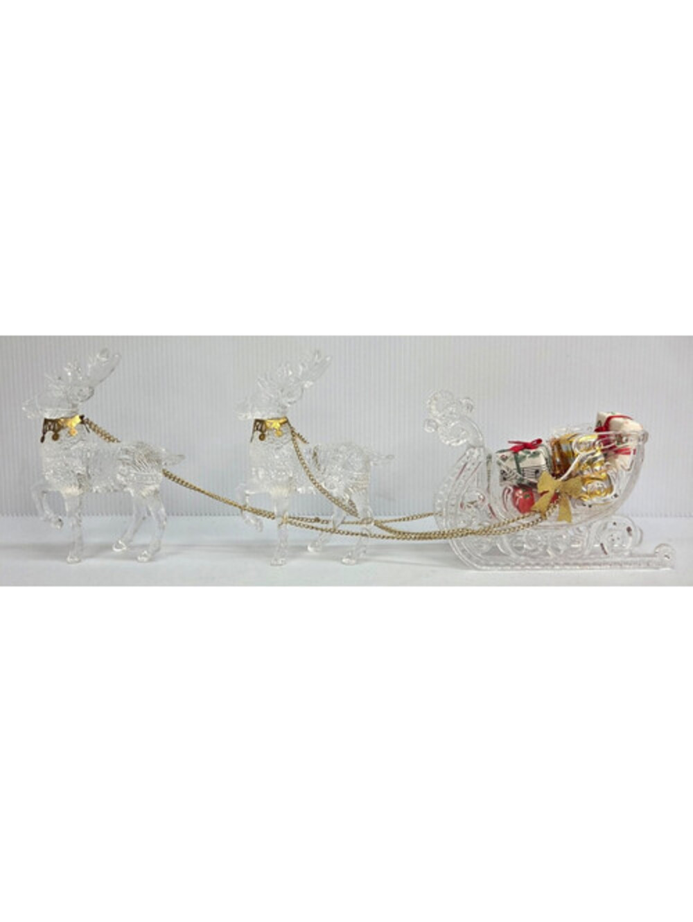 Sterling Acrylic Reindeer Sleigh Christmas Keepsake Clear Decor Set